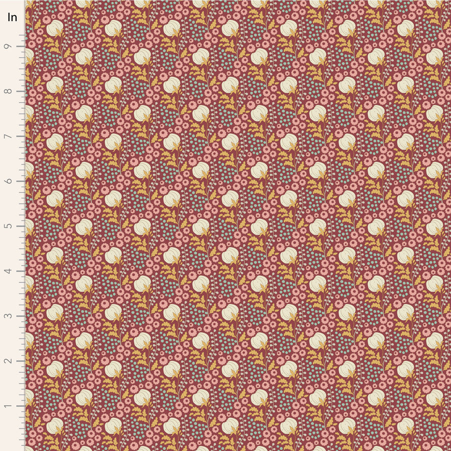 Tilda Sanctuary - 100564 Cottonfield Maroon - per 50cm