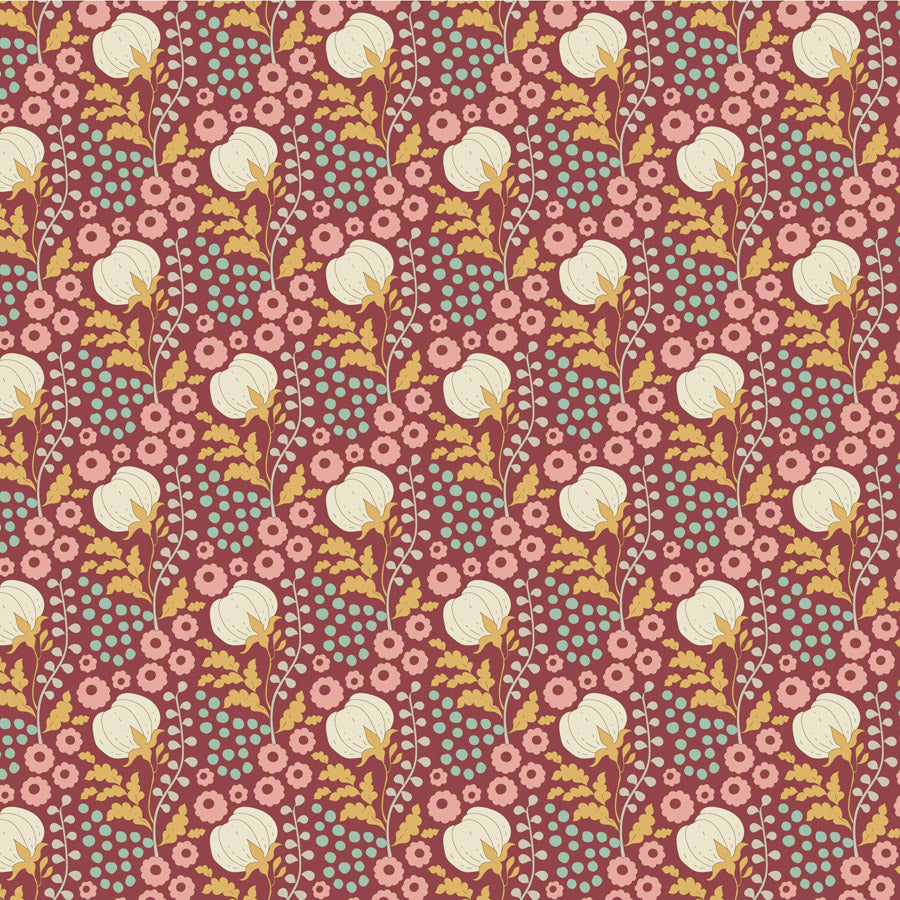 Tilda Sanctuary - 100564 Cottonfield Maroon - per 50cm