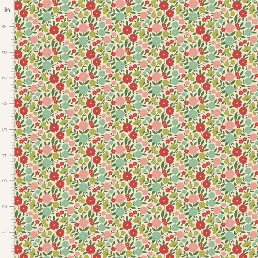 Tilda Wallflower - 1006123 Janice Green - WAS $37 NOW $19 - A pre-cut 1m piece.