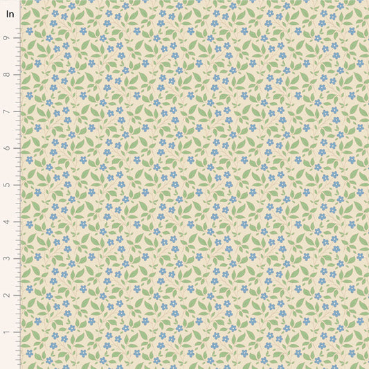 Tilda Sunday Brunch Tipsy - 110116 Cream Blue - WAS $37 NOW $19 - a pre-cut 1 metre piece