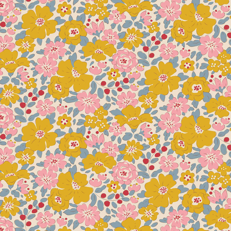Tilda Creating Memories - 130120 Avery Yellow - A pre-cut 1m piece.
