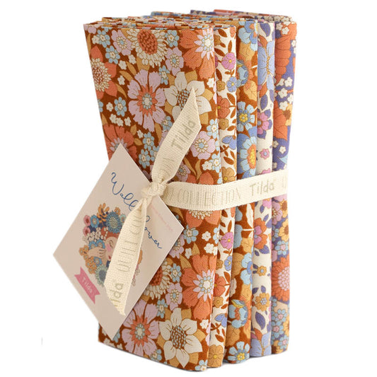 Tilda Wallflower - Caramel/Thristle Bundle - WAS $27 NOW $15 - 5 pieces each 30cm x 55 cm (Equivalent to 75cm)