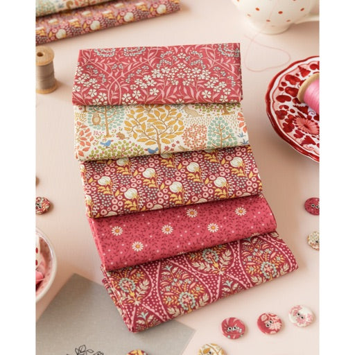 Tilda Sanctuary - Rhubarb/Maroon - 5 pieces each 30cm x 55 cm (Equivalent to 75cm)