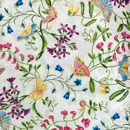 Butterfly Garden Cream - 4 metre length