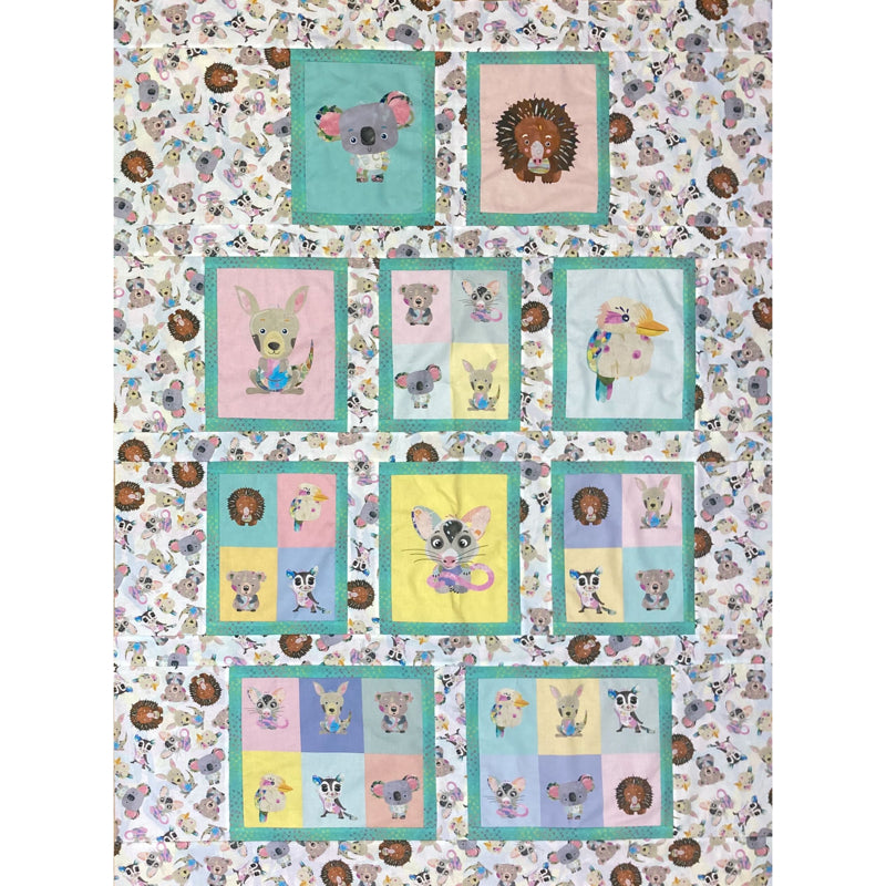 Aussie Cute and Cuddly Quilt Kit B - 42" x 56" (105cm x 140cm)