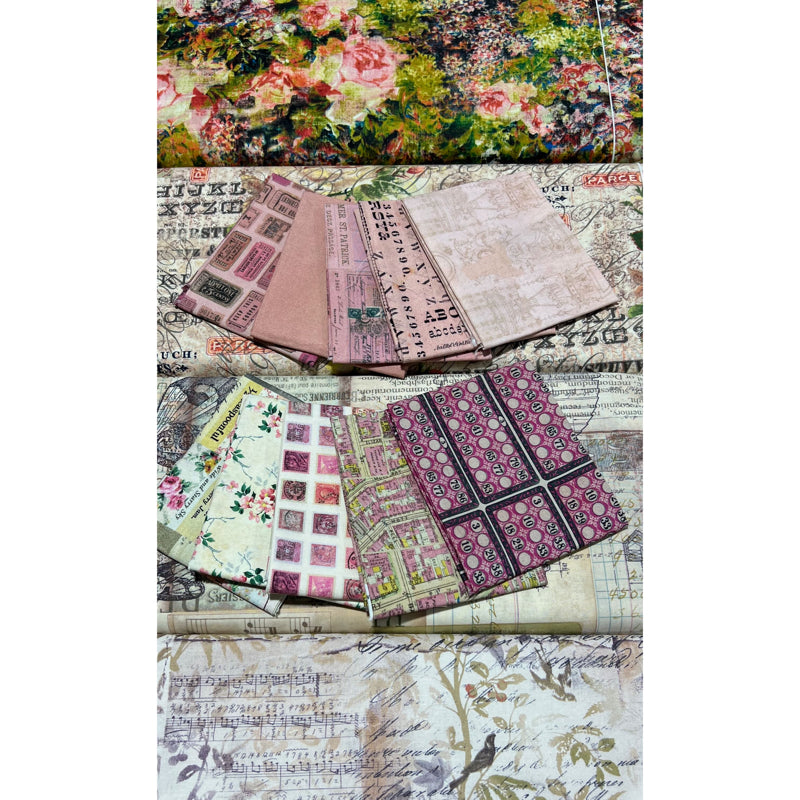 Tim Holtz - Eclectic Elements Pink Palette - 10 fat quarters