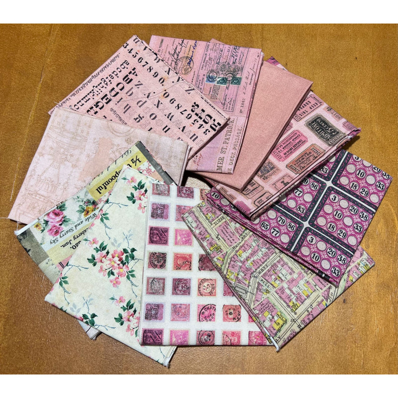 Tim Holtz - Eclectic Elements Pink Palette - 10 fat quarters
