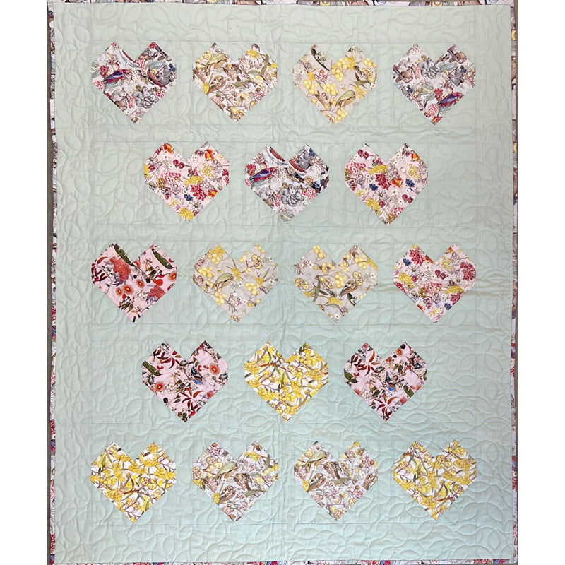 May Gibbs Hearts - green - 41" x 51" (105cm x 130cm)