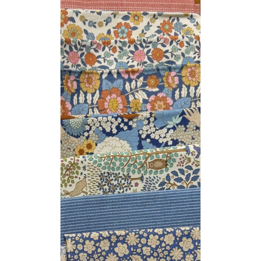 TILDA - SPECIAL FAT QUARTER PACK #15 - Tan/Blue - 8 fat Quarters