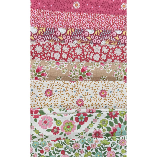 TILDA - SPECIAL FAT QUARTER PACK #18 - Red/Green - 8 fat Quarters