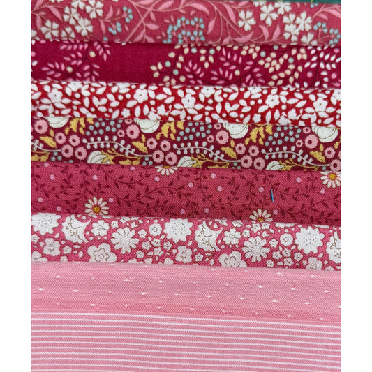 TILDA - SPECIAL FAT QUARTER PACK #13 - Pink/Red - 8 fat Quarters