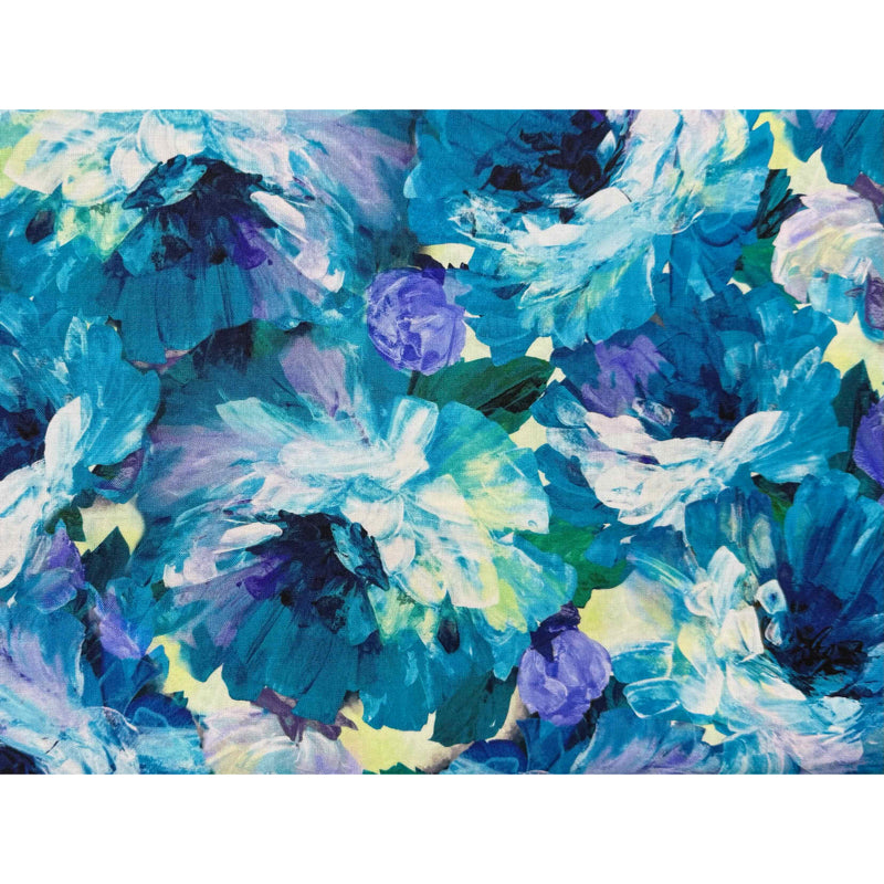 Painterly Blue Flowers - 4.5m length