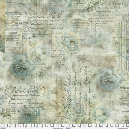 Tim Holtz Eclectic Elements - Receipt - Aqua TH010 - 108" - per metre length