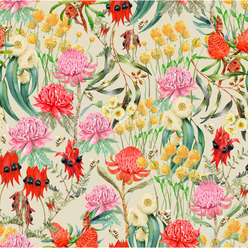 Wildflower Wide Backing - Cream - per metre length