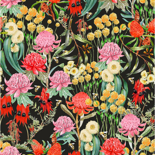 Wildflower Wide Backing - Black - per metre length