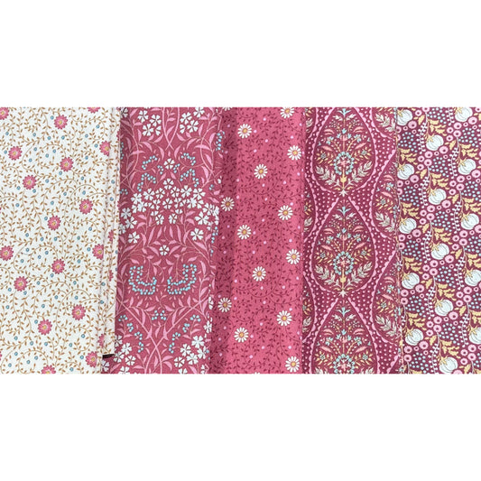 Tilda Sanctuary - Rhubarb/Maroon - WAS $92 NOW $50 - 5 pieces each 50cm (Equivalent to 2.5m)