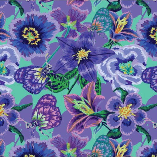 Not Your Mamas Garden Turquoise Wideback 108" 13620 - per metre length