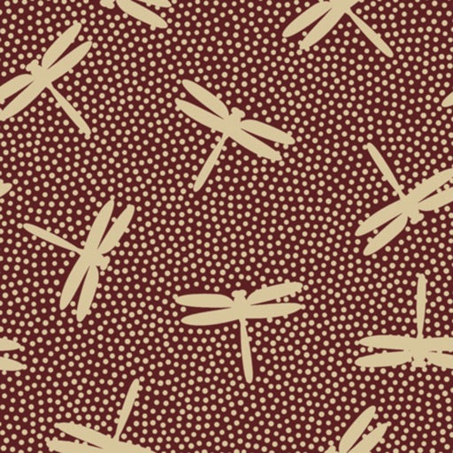 Dragonflies and Dots Red - Oriental Arts Backings - 2013E - per metre length