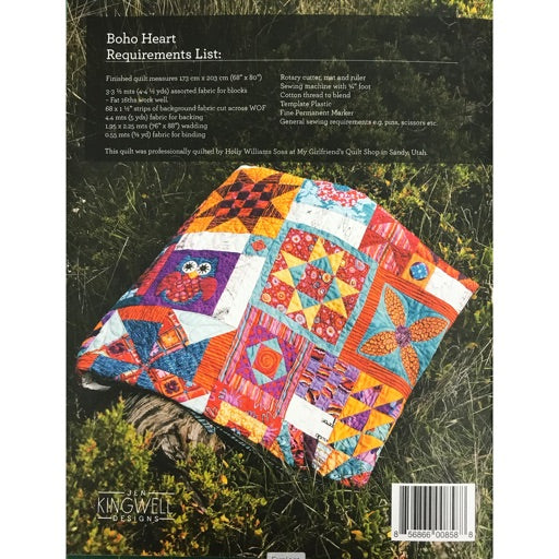 Jen Kingwell Boho Heart Quilt Pattern - 68" x 80" (175cm x 205cm)