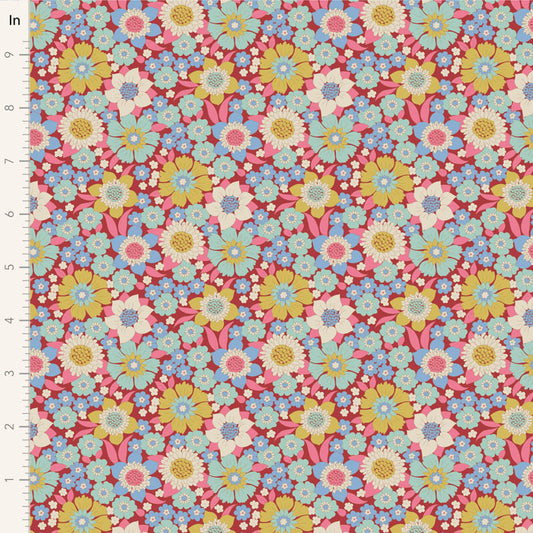 Tilda Wallflower - 100602 Lauren Burgundy - A pre-cut 1m piece.