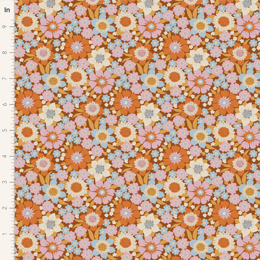 Tilda Wallflower - 100604 Lauren Caramel - A pre-cut 1m piece.