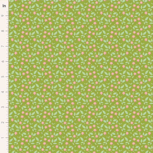 Tilda Sunday Brunch Tipsy Green - 110114 - WAS $37 NOW $19 - pre-cut 1 metre piece