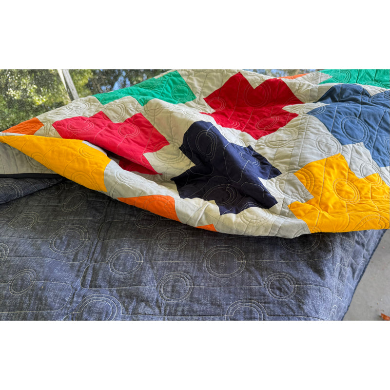 Handmade Colourful Cross Quilt - Throw size - 60" x 60" (152 × 152 cm)