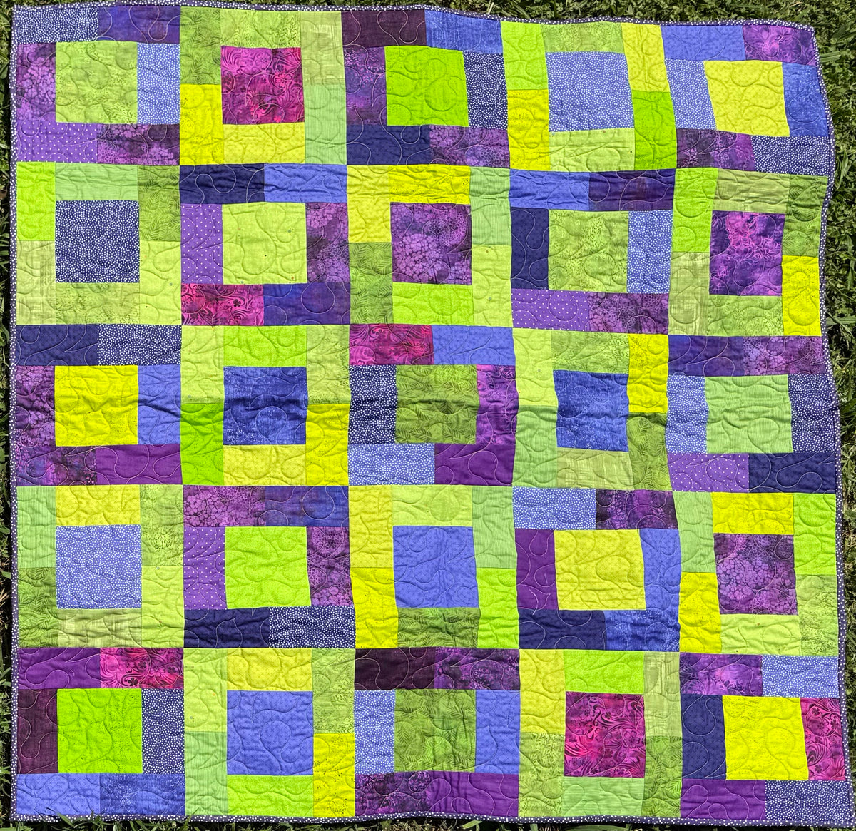 Handmade Colourful Patchwork Throw Quilt 49" x 49" (124 × 124 cm)
