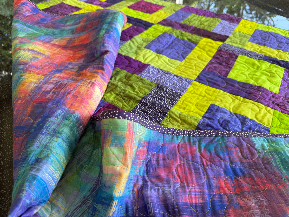 Handmade Colourful Patchwork Throw Quilt 49" x 49" (124 × 124 cm)