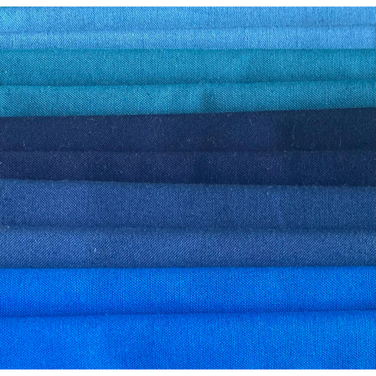 SPECIAL FAT QUARTER PACK #18 - Blue Solids - 10 fat Quarters