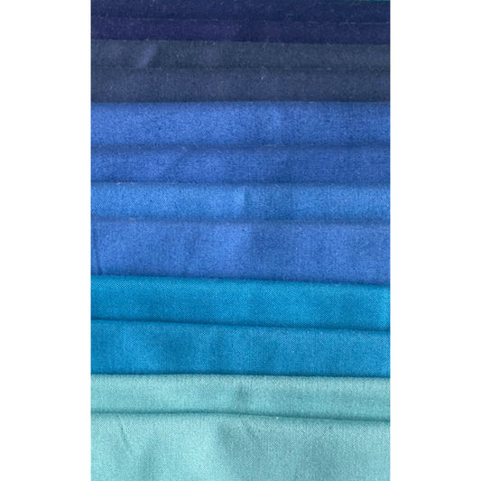 SPECIAL FAT QUARTER PACK #19 - Blue Solids - 10 fat Quarters