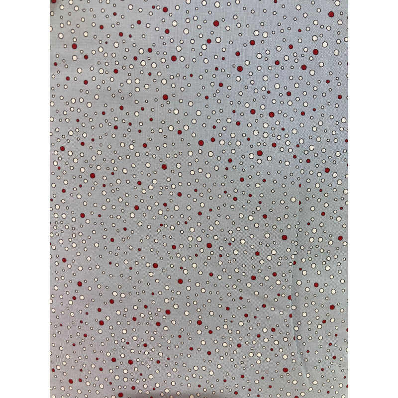 On Dashe - red and white spots on grey - 5m length