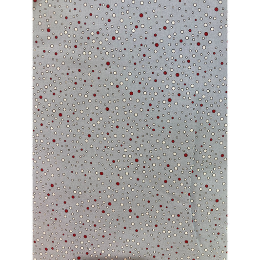 On Dashe - red and white spots on grey - 5m length