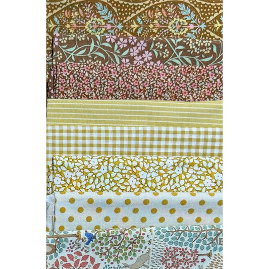TILDA - SPECIAL FAT QUARTER PACK #04 - Yellow/Brown - 8 fat Quarters