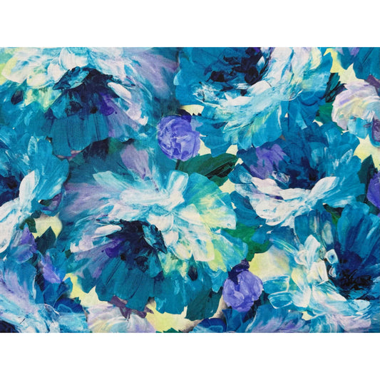 Painterly Blue Flowers - 4.5m length