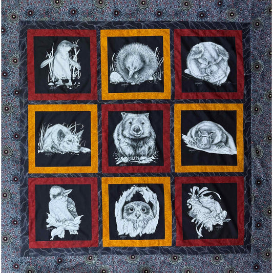 Aussie Fauna Black and White - 61" x 61" (150cm x 150cm)
