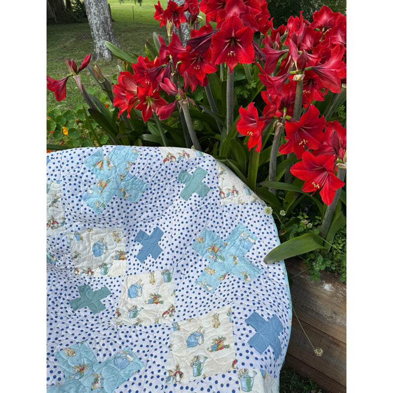 Handmade Peter Rabbit and Friends Cot Quilt  38" x 51" (96 × 130 cm)