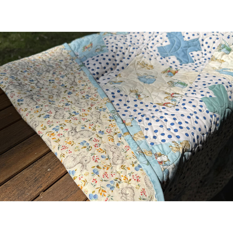Handmade Peter Rabbit and Friends Cot Quilt  38" x 51" (96 × 130 cm)