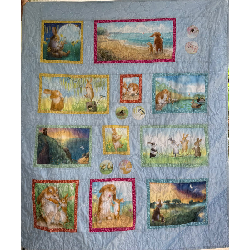 Handmade Bunny Tales Cot Quilt 36" x 41" (91 × 104 cm)
