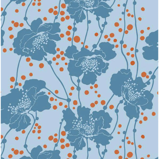 Florence Broadhurst Pastel Lake Collection  L01913-4 Spotted Floral Orange Dot Design - 5m length
