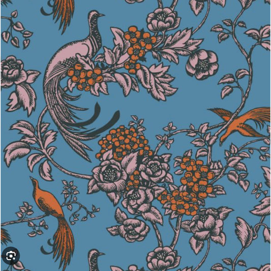 Florence Broadhurst Pastel Lake Collection  L01913-8 Birds of Paradise - 5m length