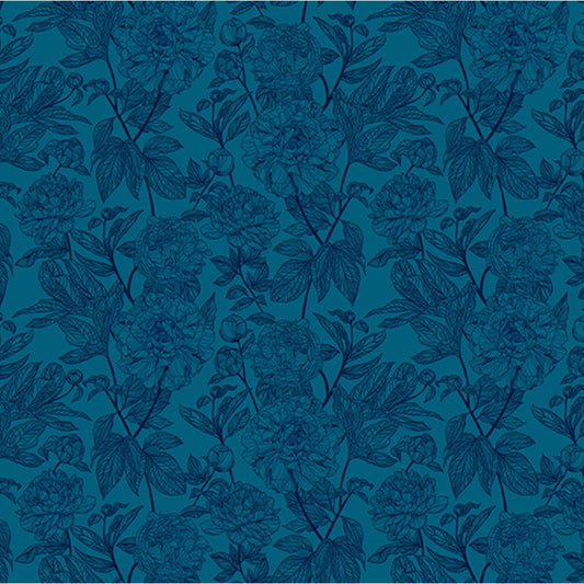 Indelible - Peony in Ocean - AMT1003-47L - per 50cm length