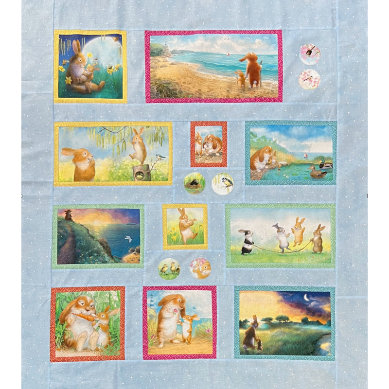 Handmade Bunny Tales Cot Quilt  36" x 41" (91 × 104 cm)
