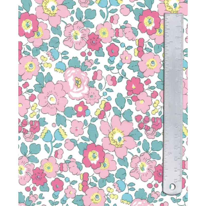 LIBERTY TANA LAWN - Betsy Pink Teal - 1m x 140cm wide