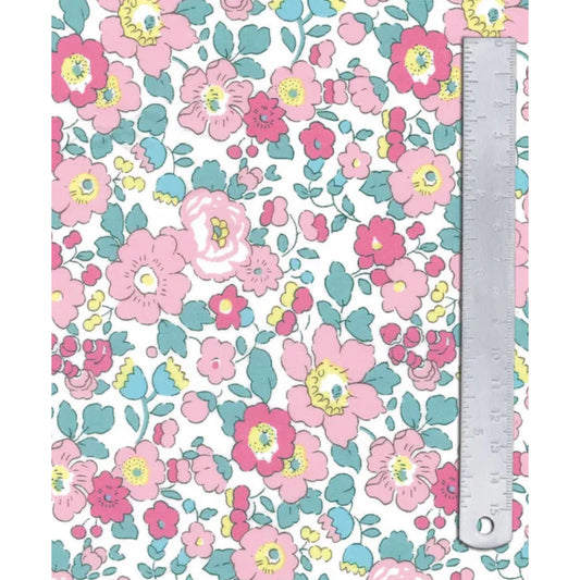 LIBERTY TANA LAWN - Betsy Pink Teal - 1m x 140cm wide