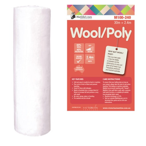 Wool/Poly  60/40 Wadding 2.4m - per metre length