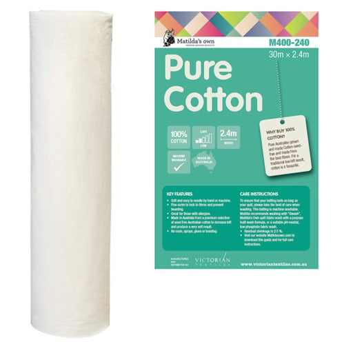Cotton Wadding 100% cotton (400-240) 2.4m - per metre length